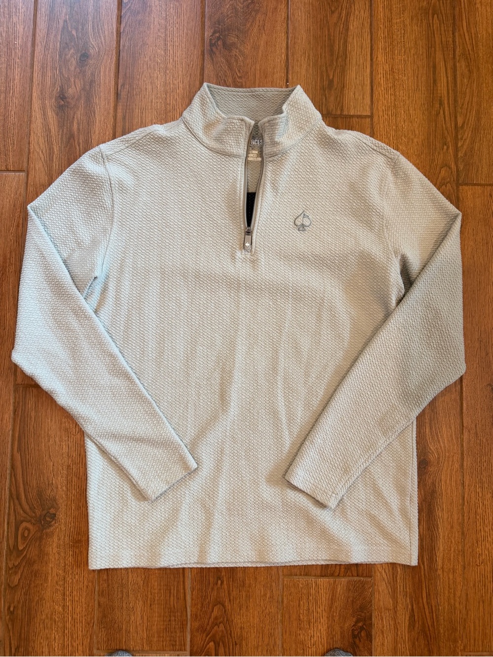 Pins and aces Men's Light Gray Quarter-Zip Sweater / large
